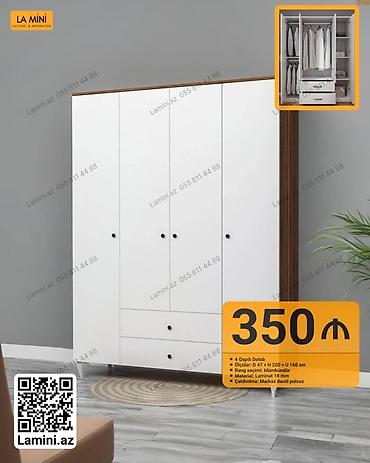 balaca skaf: 4 qapılı geyim dolabı - Ölçülər: D 47 × H 200 × U 160 sm - Rəng — 1