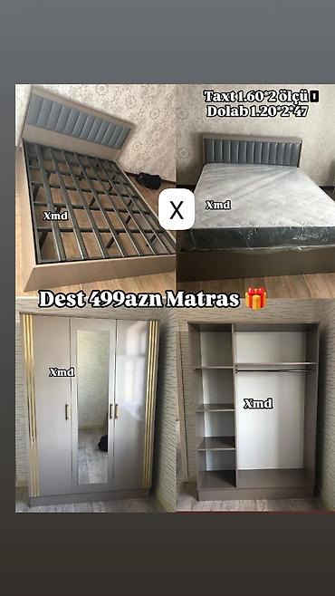 Yataq otağı dəsti - Taxt ölçüsü: 1.60 × 2.00 m - Dolab ölçüsü: 1.20 ×