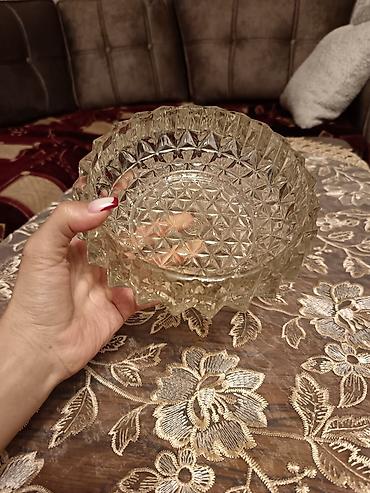 salat qabları: Kəna (kristal üslublu) şüşə meyvə/gödək qab - Material: qalın, şəffaf — 1