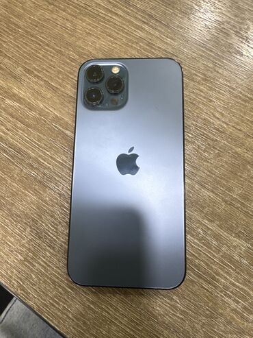айфон 12 прл: IPhone 12 Pro Max, Колдонулган, 128 ГБ, Pacific Blue, Коргоочу айнек, Каптама, 76 %