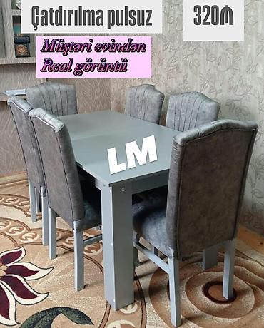 perde ucuz: Mətbəx üçün, Yeni, Açılmayan, Dördbucaq masa, 6 stul — 1