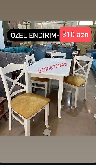 bazali carpayi: Qonaq otağı üçün, Yeni, Açılmayan, Dördbucaq masa, 6 stul — 9