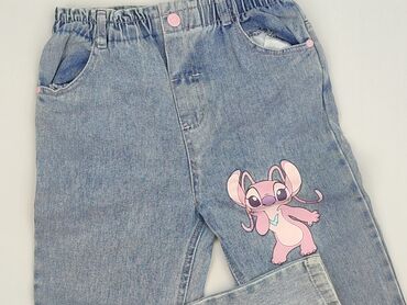 biale szerokie spodnie z wysokim stanem: Jeans, Disney, 10 years, 140, condition - Perfect