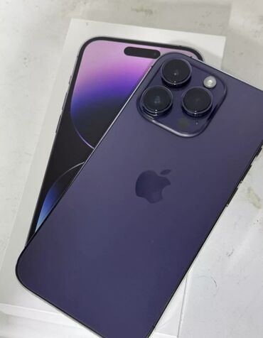 Apple iPhone: IPhone 14 Pro, Б/у, 256 ГБ, Deep Purple, Зарядное устройство, Защитное стекло, Чехол, 87 %