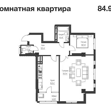 Продажа квартир: 3 комнаты, 85 м², Асанбай мкр Элитка, 12 этаж, ПСО (под самоотделку) — 3