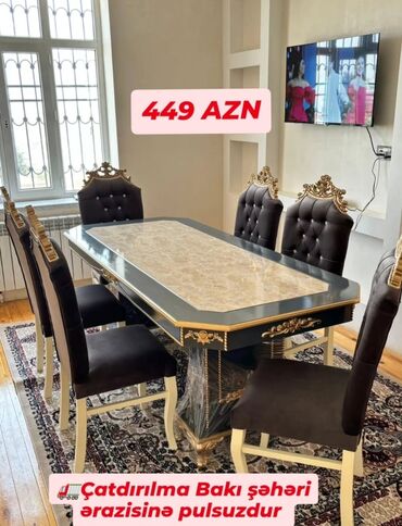 Masa və oturacaq dəstləri: Qonaq otağı üçün, Yeni, Açılmayan, Dördbucaq masa, 6 stul -da lalafo.az — 18 Masa və oturacaq dəstləri: Qonaq otağı üçün, Yeni, Açılmayan, Dördbucaq masa, 6 stul — 18