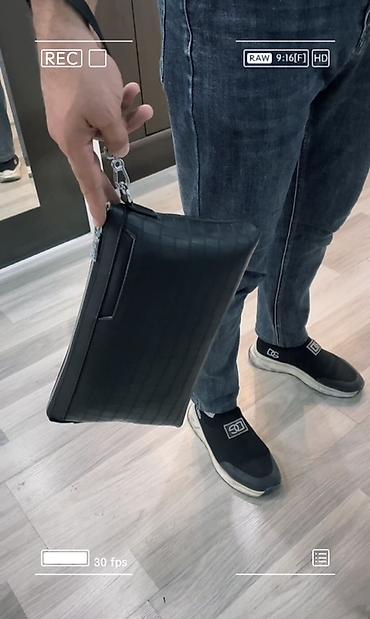 prada canta: Məhsul: Kişi əl çantası (clutch) - Rəng: Qara - Material: Timsah — 3