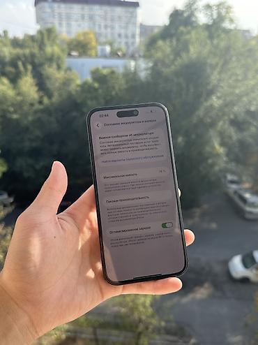 Уюлдук телефондор жана аксессуарлар: IPhone 14 Pro Max, Колдонулган, 128 ГБ, Black Titanium, Коргоочу айнек, Куту, 74 % — 4