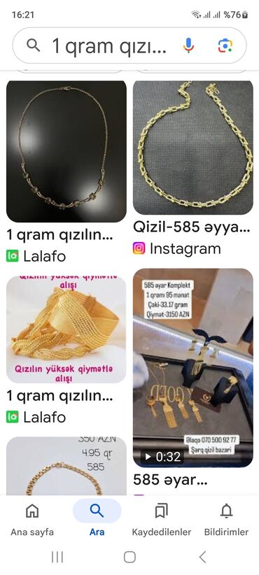 583 prob qizil qiymeti: Qızıl alıram 583,585,750 prob