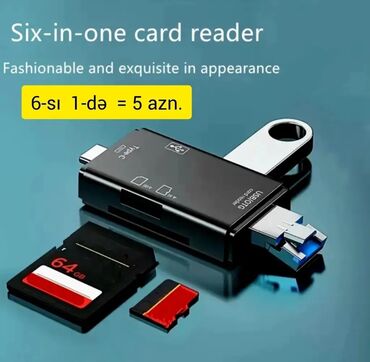 Digər ehtiyat hissələri: Çoxfunksiyalı KART OXUYUCU ADAPTERİ. SD, TF, CF kartları, eləcə də — 8