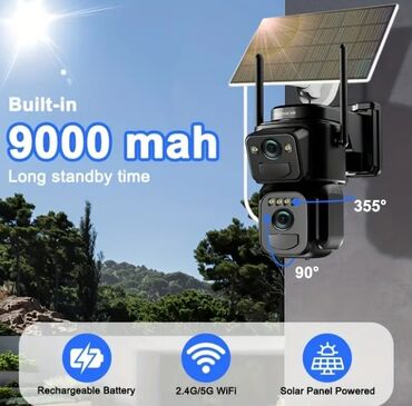 мобильный кондиционер купить в баку: Günəş panelli Wi‑Fi təhlükəsizlik kamerası - İnteqrə olunmuş 9000 mAh