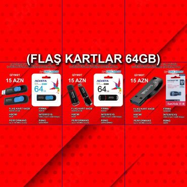 flash: Flaş Kartlar (64GB) 🚚Metrolara və ünvana çatdırılma var, ❗ÖDƏNİŞLİDİR❗