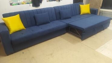чехол на диван с креслами: Прямой диван, цвет - Синий, Новый