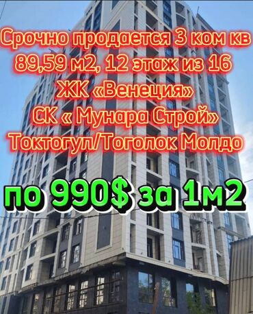 Долгосрочная аренда квартир: 3 комнаты, 90 м², Элитка, 12 этаж, ПСО (под самоотделку)