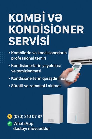 Noutbuklar, kompüterlər: Kombi və kondisionerlərin peşəkar təmiri, yuyulması, təmizlənməsi və