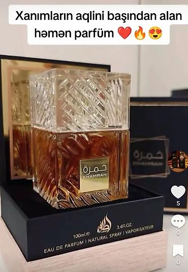 ereb etirleri: Khamrah Lattafa 100ml Ərəblərin möhtəşəm cəzbedici parfümu qaliciliqi — 1