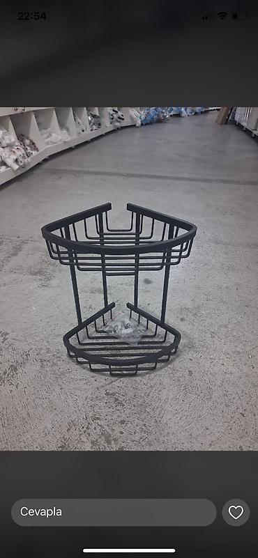 Rəflər: Ikimərtəbəli künc duş rəfi - Material: metal məftil konstruksiya, mat — 1