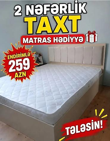 taxt doseyi: İkinəfərlik taxt – sadə və zərif dizayn. Yumşaq başlıqlı, sakit rəng — 1