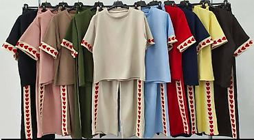 Gornji i donji deo: Ženski komplet trenerke – majica + široke pantalone - Model — 9