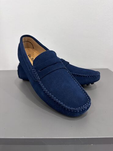 синие мужские туфли: Мокасины мужские новые, натуральная замша, внутри и стелька кожа, Go