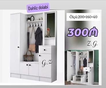 divarda kitab refi: Dəhliz dolabı - Ölçü: 200 × 160 × 40 sm - Rəng: ağ, müasir minimal — 1
