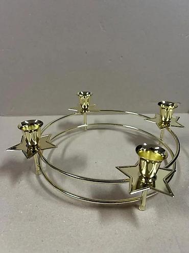 Sveće i svećnjaci: TCM svečani svećnjak/venac za advent – mesing, Ø oko 24 cm - Okrugli — 9