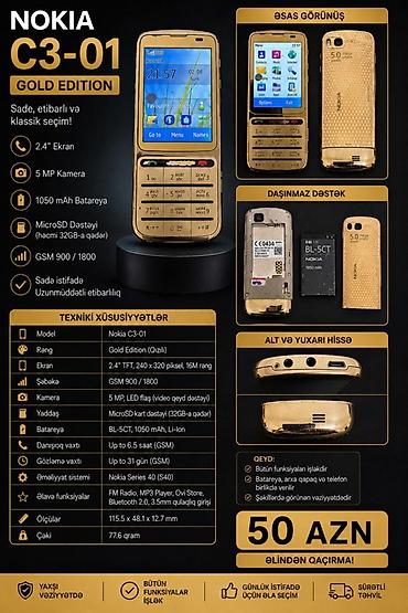 nokia c2 03: Nokia rəng - Qızılı, Düyməli — 1