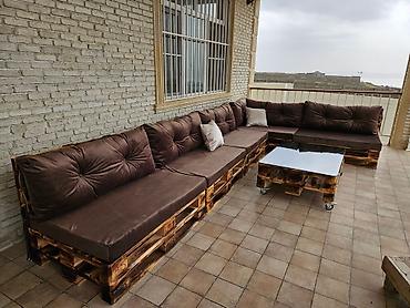 eyvan masa: Paletdən hazırlanmış modul künc divan və masa dəsti - Material: EPAL — 3