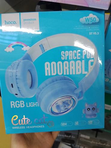 bluetooth mouse: HOCO W50 Cute Cat — беспроводные наушники с RGB‑подсветкой и — 1