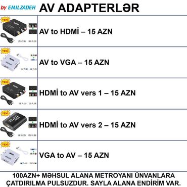 Elvin Emilzadə: AV/RCA/Tülpan Adapterlər 🚚Metrolara və ünvana çatdırılma var