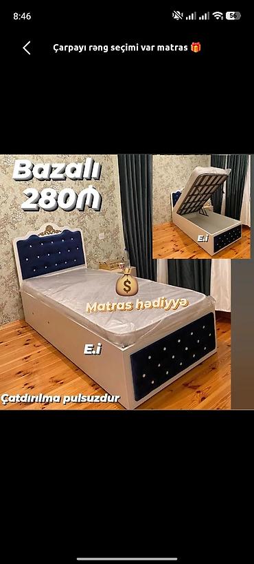 rahat mebel: Yeni, Təknəfərlik çarpayı, Bazalı, Matras ilə — 1