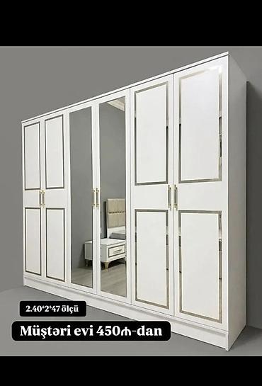 Mebel: 6 qapılı yataq otağı şkafı. Model klassik-modern üslubda hazırlanıb — 2