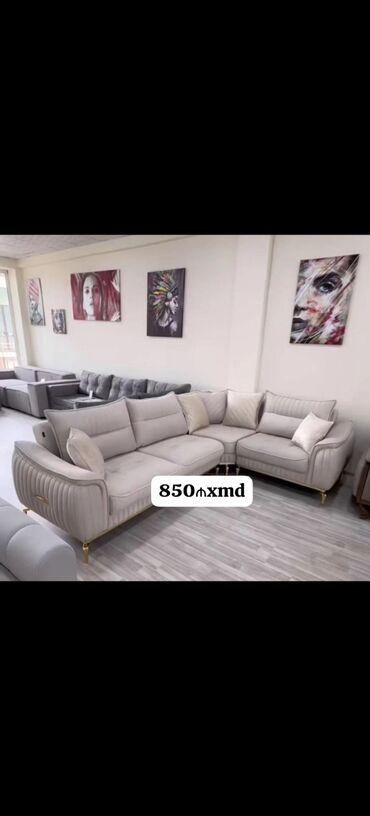 Divanlar: Künc divan, Açılmayan, Bazasız, Vеlur parça — 2