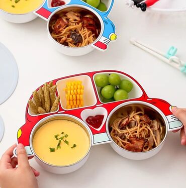 детский набор для девочки: Детская обеденная тарелка из нержавеющей стали, удобная и практичная