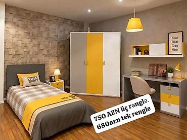 Gənc otağı mebel dəsti Variant 1: - Rəng: ağ–sarı–boz kombinə