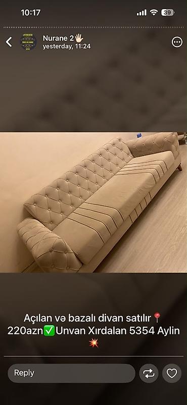 kravat basligi: Açılan və bazalı divan - Rəng: bej - Mexanizm: açılır (yataq — 1