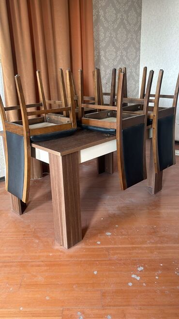 стол массив: Для гостиной, Б/у, Нераскладной, Квадратный стол, 6 стульев, Азербайджан
