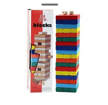 İdman və istirahət: Rəngli Taxta Jenga Blok Oyunu – 54 ədəd Məhsulun xüsusiyyətləri: - — 1