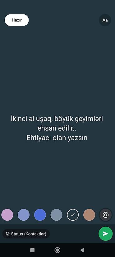 Pulsuz ehsan: ikinci əl uşaq və böyüklər üçün geyimlər verilir. -