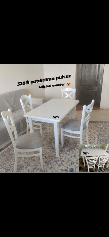 samavar satışı: Mətbəx üçün, Yeni, Açılmayan, Dördbucaq masa, 4 stul