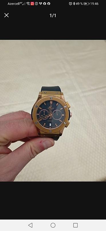 3d saatlar: Hublot üslubunda kişi qol saatı - Korpus: qızılı tonlu metal, ön — 1