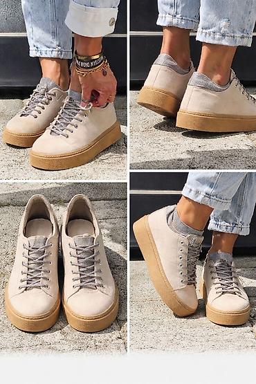crne yeezy 350: Bež platnene patike sa povišenim đonom - Materijal gornjišta — 1