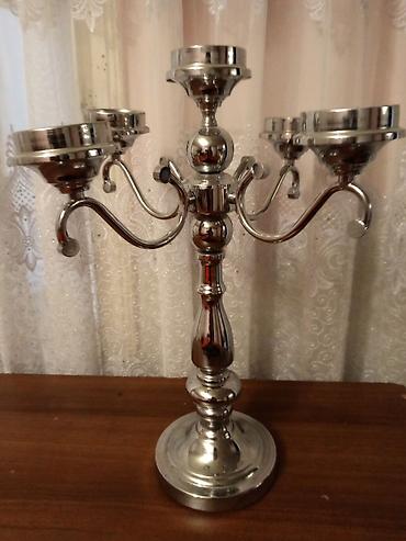 son zeng dekoru: Metal şamdan – 5 qol - Material: parlaq xrom rəngli metal - Quruluş — 1