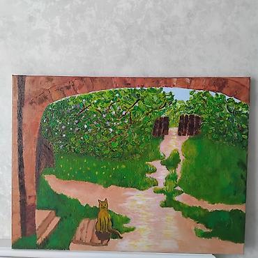 eşək şəkli: Qədim İtaliya Bağlarına Açılan Tağ 80×60 Kətan üzərində akril boya — 4