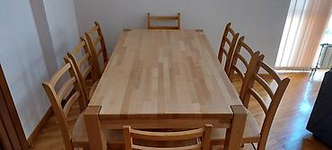 Setovi stolova i stolica: Na prodaju sto i 8 stolica od kuvane bukve. Dimenzije stola su 90 x — 11