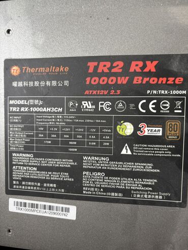 stolüstü komputerlər: Thermaltake TR2 RX 1000W Bronze blok ✅ Tam işlək, 1000W gücündə ✅