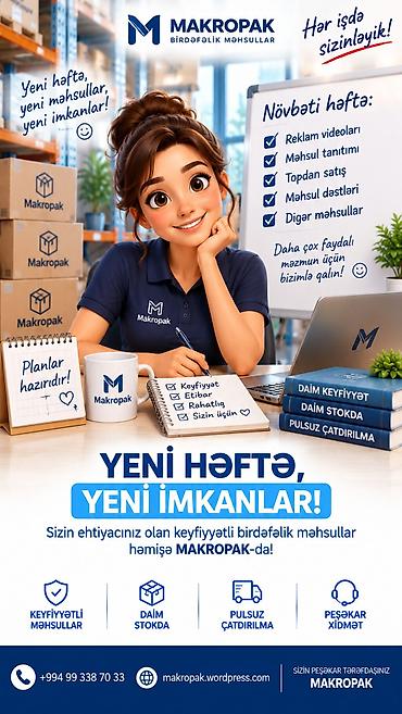 ad yazili klonlar: 🌟 Yeni həftə, yeni məhsullar, yeni imkanlar! MAKROPAK-da yeni həftəyə — 1