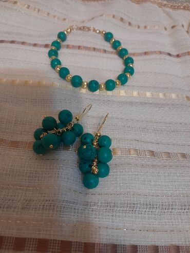 Bijuteriya dəstləri: Əl işi bəzək dəsti – təbii daşlardan qolbaqlar və sırğalar - Model 1 — 12