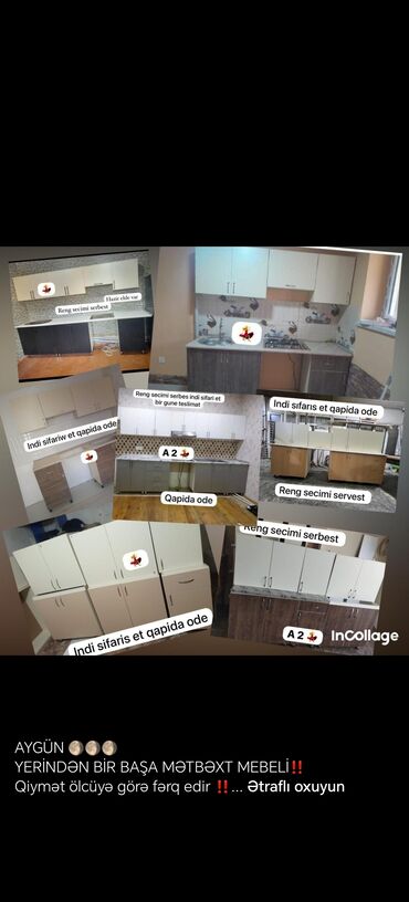 Mətbəx mebeli: Mətbəx mebeli, müxtəlif ölçülərdə və dizaynlarda. Rəng seçimi — 5