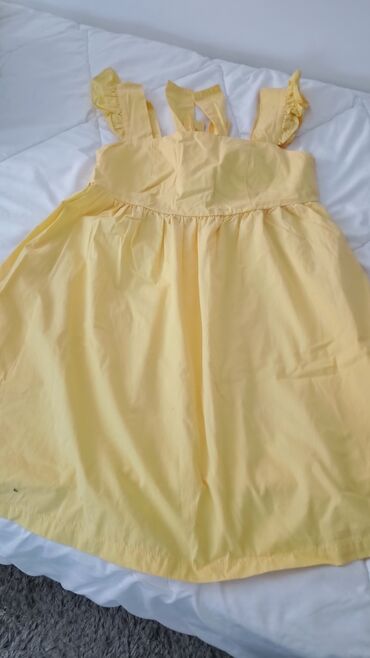 haljina pamuk: 2XS (EU 32), bоја - Žuta, Večernji, maturski, Na bretele